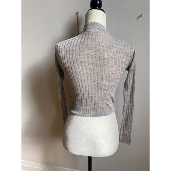 Bp "Reagan" Womens Long Sleeve BNWOT Gray Rib Crop Sweater - Picture 4 of 7